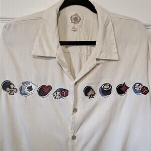 Paradise Collection Mens XXL 100% Silk Casino Gambling Embroidered Shirt Vegas